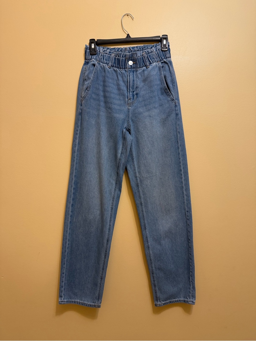 American Eagle Outfitters Light Blue High-Rise Paperbag Jeans